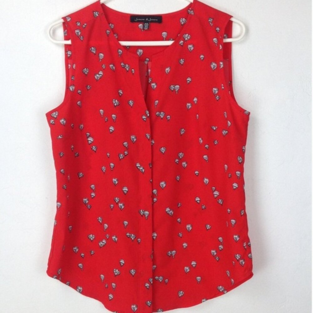 Jasmine & Juliana Red Sleeveless Printed Top, Size Small